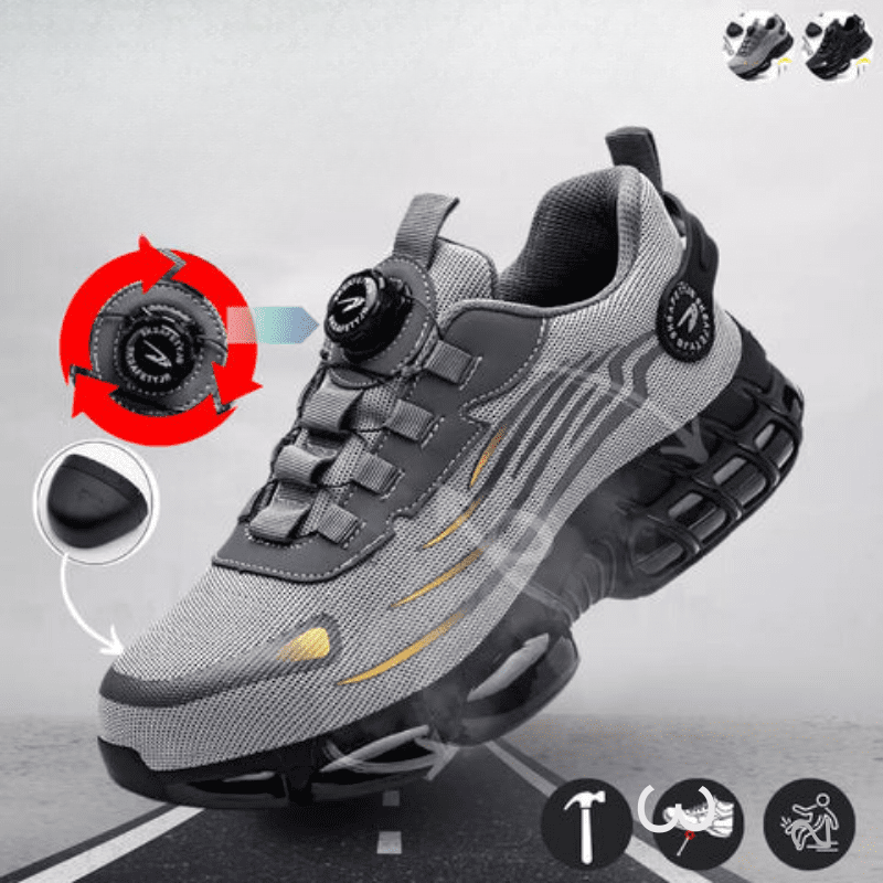 Henner Z90 Zapatos de seguridad ultraligeros y resistentes al desgaste con hebilla giratoria y puntera de acero
