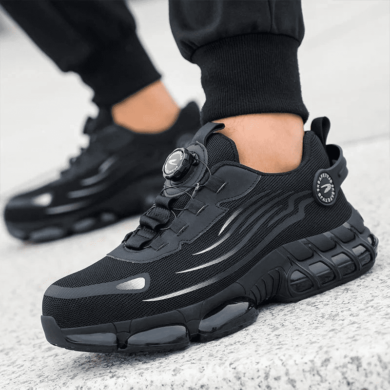 Henner Z90 Zapatos de seguridad ultraligeros y resistentes al desgaste con hebilla giratoria y puntera de acero
