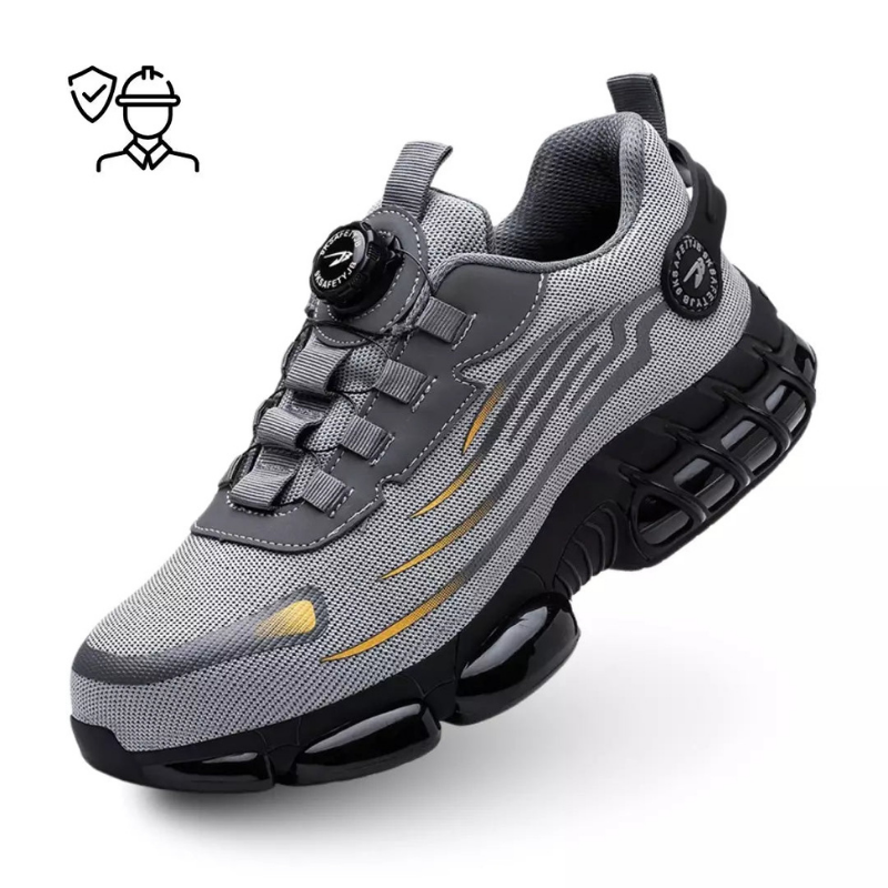 Henner Z90 Zapatos de seguridad ultraligeros y resistentes al desgaste con hebilla giratoria y puntera de acero