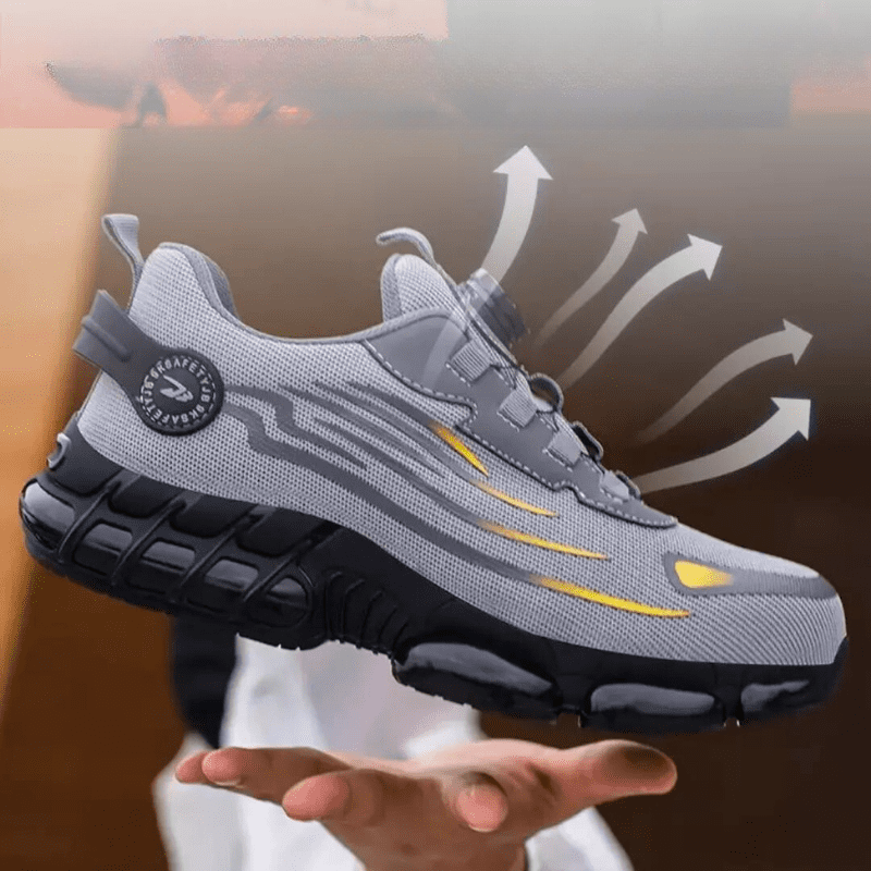 Henner Z90 Zapatos de seguridad ultraligeros y resistentes al desgaste con hebilla giratoria y puntera de acero