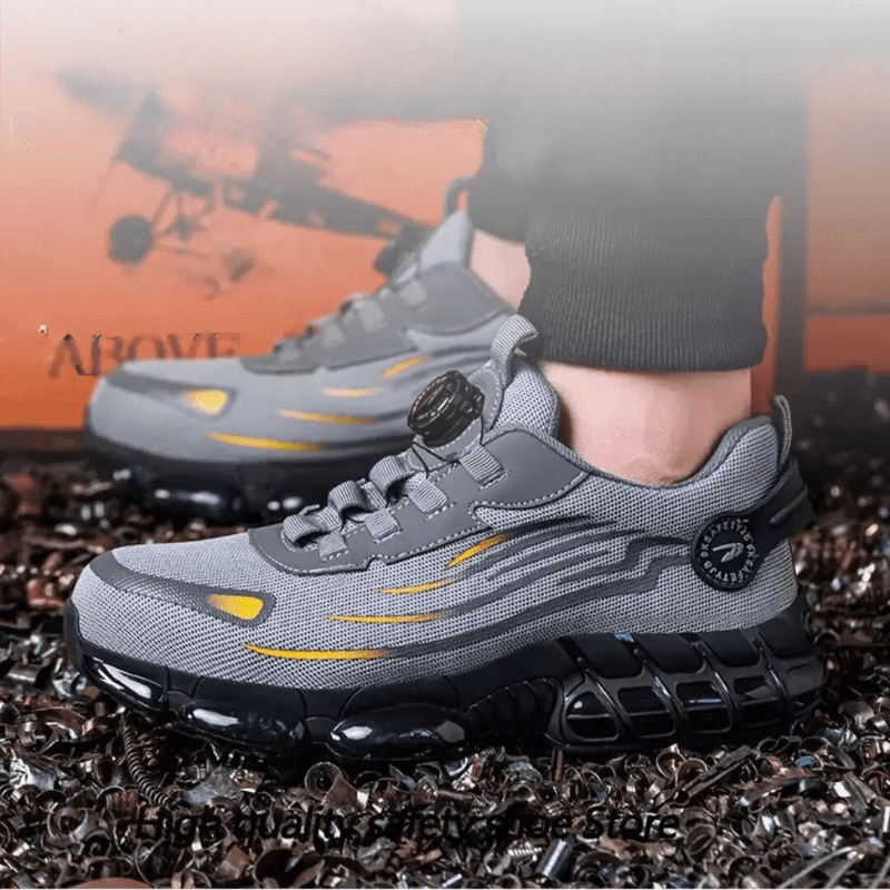 Henner Z90 Zapatos de seguridad ultraligeros y resistentes al desgaste con hebilla giratoria y puntera de acero