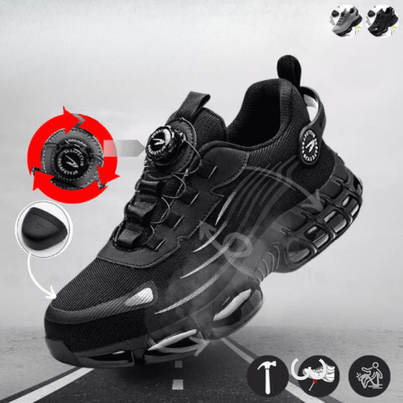 Henner Z90 Zapatos de seguridad ultraligeros y resistentes al desgaste con hebilla giratoria y puntera de acero